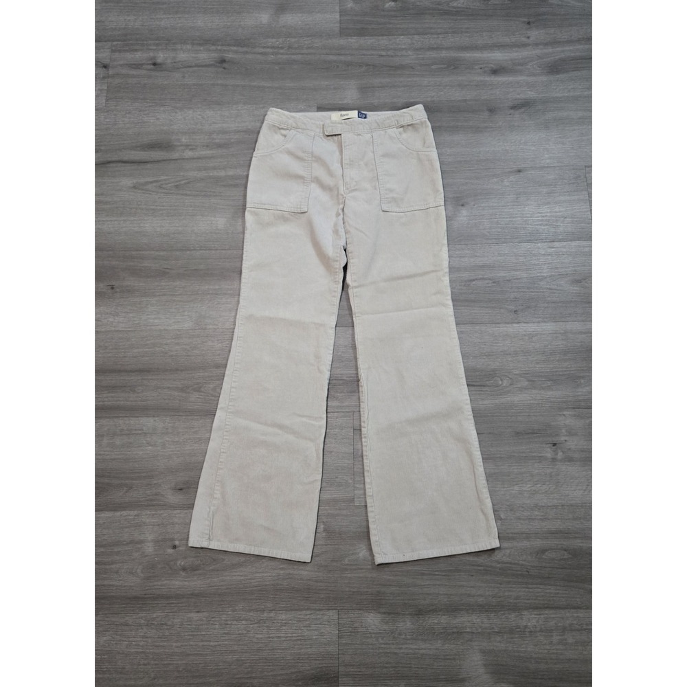 Vintage Y2K Gap Flare Corduroy Pants Women's Size 8 Beige Preppy Hippie